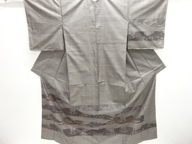 平和屋着物○本場大島紬 泥染め 一元7マルキ 花唐草間道 正絹